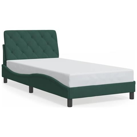 Giroletto senza Materasso Verde Scuro 100x200 cm in Velluto - Foto 1