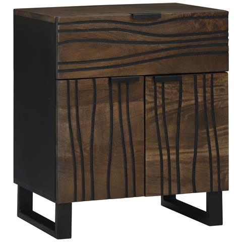 Comodino 50x33x60 cm in legno massello di mango - Foto 1