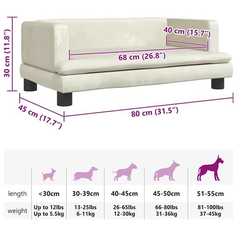 Lettino per Cani Crema 80x45x30 cm in Velluto - Foto 7