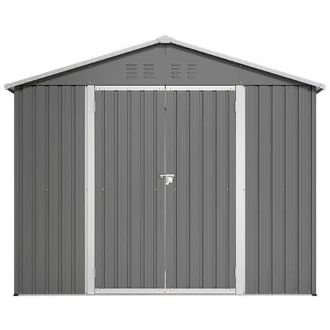 Capanno Portautensili 8x6ft In Metallo Grigio Con Porta A Battente, Colore Antracite - Ideale Per Attrezzi Da Giardino E Deposito Attrezzi - Foto 2
