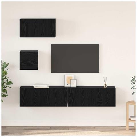 Set mobile TV 4 pcs Rovere nero 80 x 30 x 30 cm - Foto 2