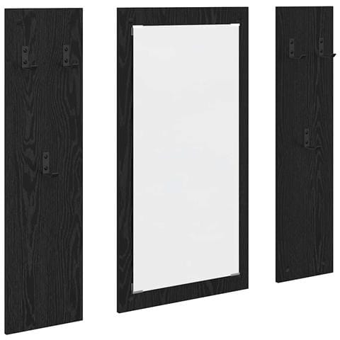 Appendiabiti a muro con specchio Rovere nero 96 x 1.5 x 90 cm - Foto 1