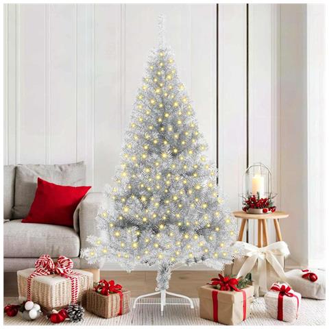 Albero di Natale artificiale preilluminato Argento 180 cm PET - Foto 2