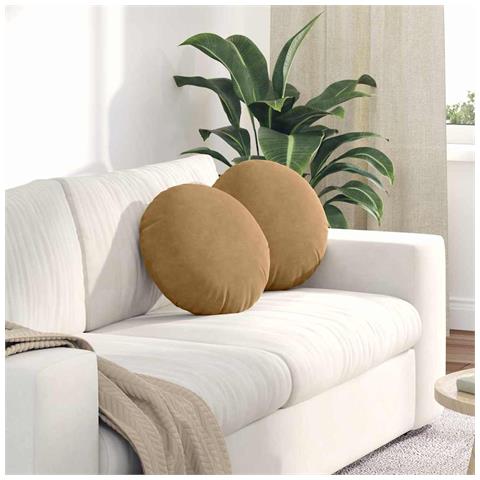 Cuscini per Seduta 2 pcs Marrone Ø 40 x 13 cm Velluto - Foto 2