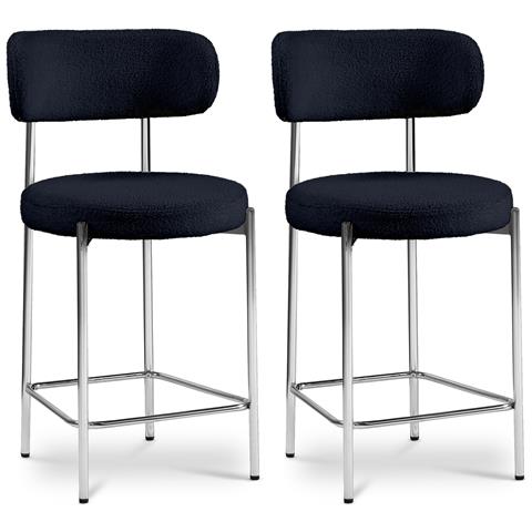 Set Di 2 Sgabelli Da Bar Scandinavi Olivia In Velluto A Coste Beige - Foto 1