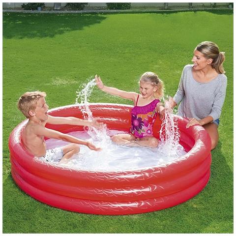 Piscina Gonfiabile A 3 Scomparti 152x30 Cm Resistente, Rosso - Foto 5