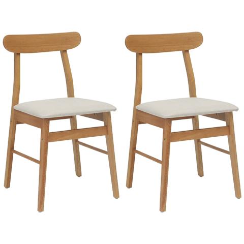 Sedia da pranzo 2 pcs Naturale e chiaro Legno di gomma solido - Foto 1