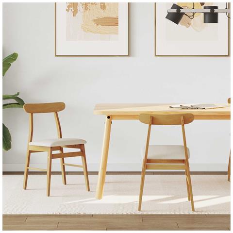 Sedia da pranzo 2 pcs Naturale e chiaro Legno di gomma solido - Foto 2