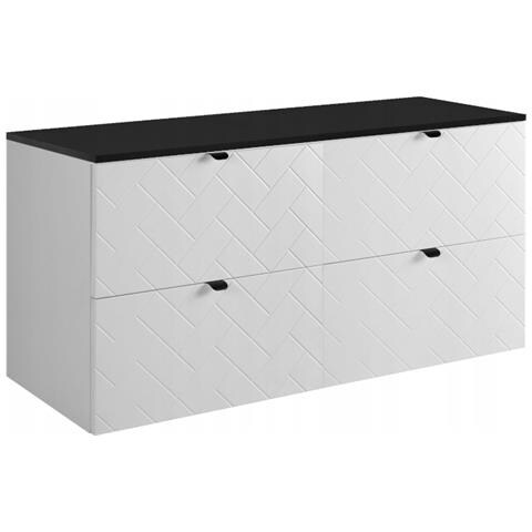 | Mobile sottolavabo 120 cm - Blanc Mat - Mobili da bagno - Mobili da bagno - Mobile sottolavabo - Piano di lavoro nero - Foto 1