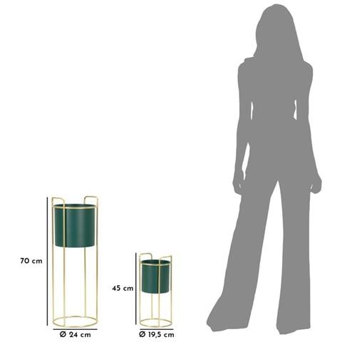 Set 2 Porta Vasi In Ferro Verde E Oro Grent Slim - Foto 7