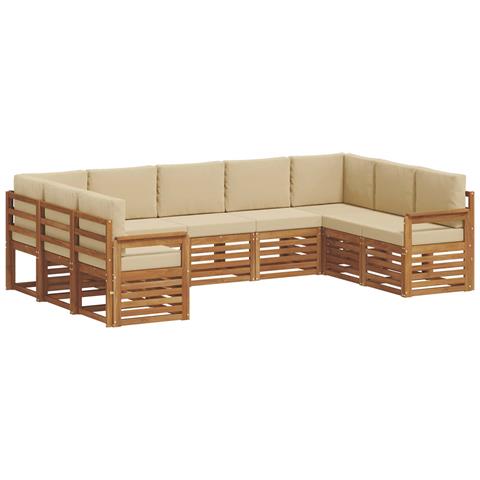 Set divani 9 pcs Naturale e Beige Legno di Acacia Massello - Foto 1