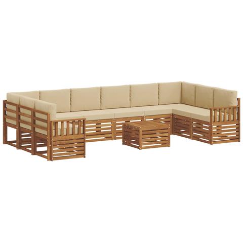 Set divani 11 pcs Naturale e Beige Legno di Acacia Massello - Foto 1
