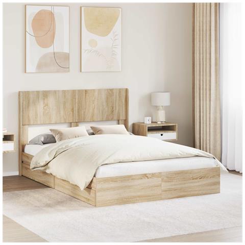 Struttura del letto con stoccaggio e testata Rovere Sonoma - Foto 2