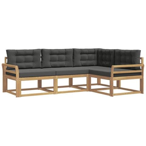 Set di divani da esterno 3 pcs Bianco e Antracite Poliestere - Foto 1