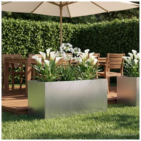 Vaso da giardino Argento 100 x 40 x 40 cm Acciaio Inox - Foto 2