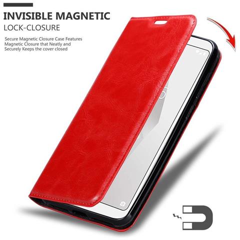Custodia Compatibile Con Bq Aquaris C In Rosso Mela - Coperchio Protettiva Con Chiusura Magnetica, Funzione Stand E Tasca Per Le Carte - Foto 2
