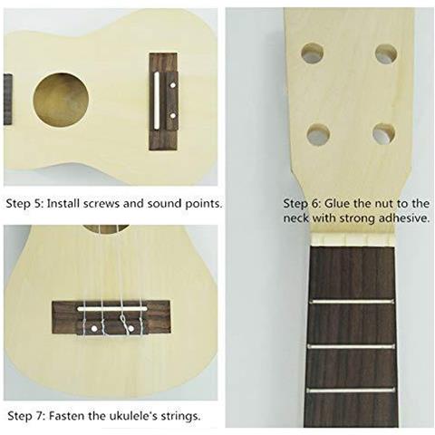 21 Pollici Ukulele Kit Fai Da Te Crea Il Tuo Ukulele Fai Da Te Kit Soprano Ukulele Hawaii Kit Ukulele Chitarra Hawaii Lavoro Manuale Kit Con Strumenti Di Installazione Per I Bambini Amici Famiglia Amateur - Foto 2