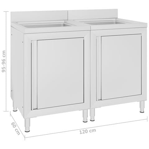 Mobiletti Da Cucina Con Lavandino 2 Pz In Acciaio Inox - Foto 5