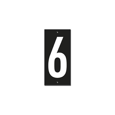 Targa Numero Civico 6 - 56x130mm - In Abs Nero Scritta Bianca A Rilievo, Da Avvitare - - Foto 1
