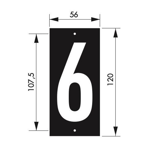 Targa Numero Civico 6 - 56x130mm - In Abs Nero Scritta Bianca A Rilievo, Da Avvitare - - Foto 2