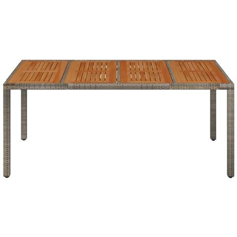 Tavolo Da Giardino Piano In Legno Grigio 190x90x75cm Polyrattan - Foto 2