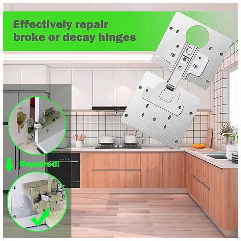 Piastra Di Riparazione Per Cerniere Per Mobili 9x9 Cm In Acciaio Inox 4-pack - Foto 8