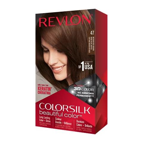 Permanent Hair Color, Tintura Permanente Per Capelli, Colorisilk Con Copertura Grigia Al 100%, Senza Ammoniaca, Cheratina E Aminoacidi, 47 Castano Medio Ricco, 44 Oz (confezione Da 1) - Foto 1