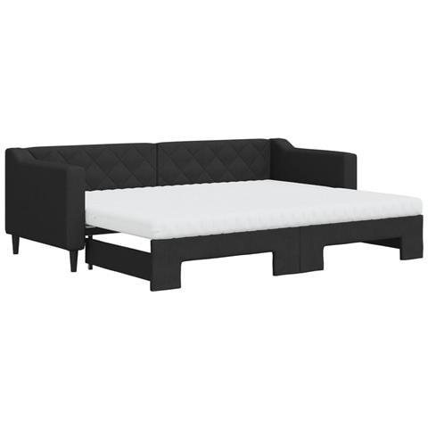 Divano Letto Estraibile Con Materassi Nero 80x200 Cm Tessuto - Foto 1