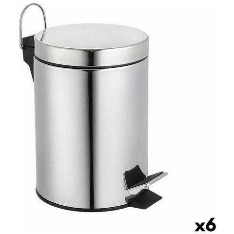 Secchio Della Spazzatura A Pedale Confortime Argentato 3 L (6 Unità) - Foto 1