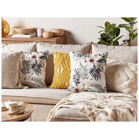 Cuscino Decorativo Okra Velluto 45 X 45 Cm Motivo Di Piante Multicolore - Foto 1