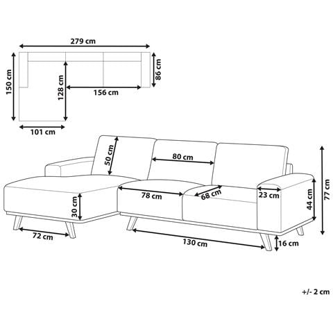 Divano Angolare 3 Posti Nora Tessuto Beige Lato Destro - Foto 2
