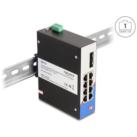Switch industriale Gigabit Ethernet 8 porte RJ45 2 porte SFP per guida DIN - Foto 4