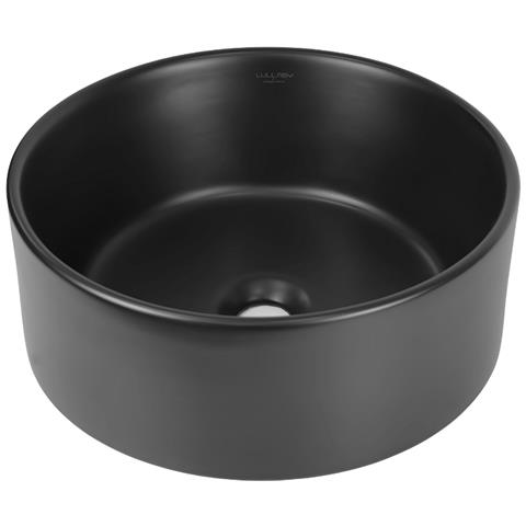 Lavabo Da Appoggio Ceramica Nero Opaco Tondo Arredo Bagno 41,5x41,5x13,5 Cm - Foto 1