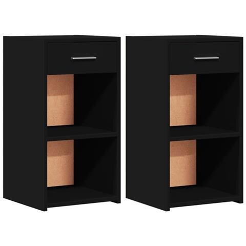 Comodini 2pz Neri 35x34x65 Cm In Legno Multistrato - Foto 2