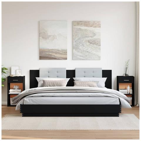 Comodini 2pz Neri 35x34x65 Cm In Legno Multistrato - Foto 3