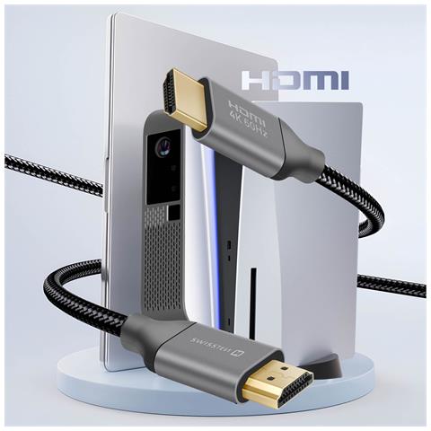 Cavo Hdmi 2.0 Ultra Hd 4k 60hz Nylon 2 Metri Connettori Placcati Oro, Nero - Foto 5