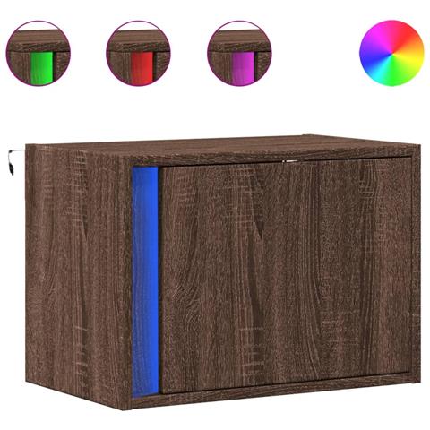 Comodini A Parete Con Luci Led 2 Pz Rovere Marrone - Foto 2