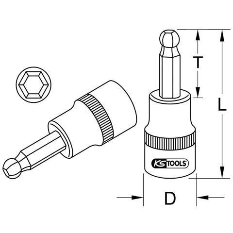 Werkzeuge-maschinen Gmbh 3/8"" Bit-stecknuss Innensechskant Mit Kugelkopf, 5,5 Mm (917.2413) - Foto 1
