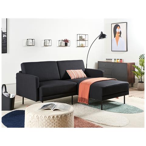 Divano Angolare 2 Posti Breda Tessuto Nero Lato Sinistro - Foto 1