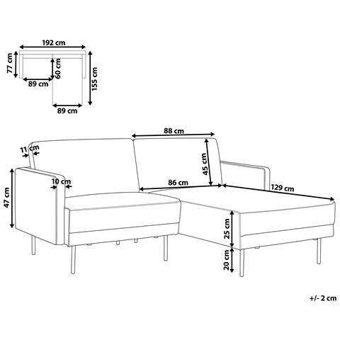 Divano Angolare 2 Posti Breda Tessuto Nero Lato Sinistro - Foto 8