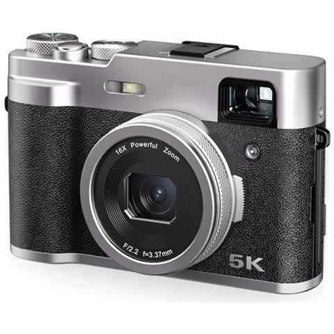 Fotocamera Digitale 5k Con Fotocamere Anteriore E Posteriore, Mirino, Autofocus, Anti-shake Black - Foto 1