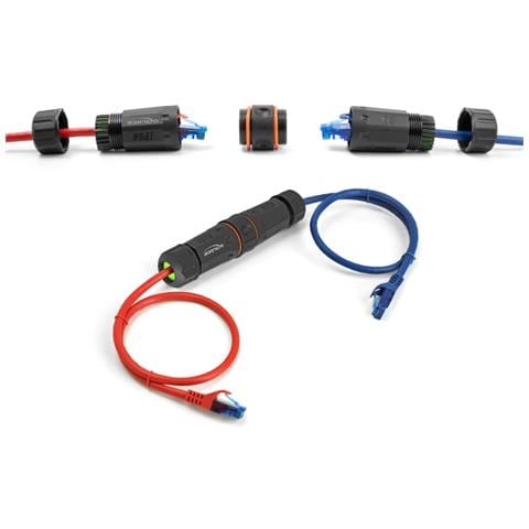Connettore per cavo da RJ45 femmina a RJ45 femmina Cat. 6A con filettatura M20 e due guarnizioni per cavo sottile IP68 antipolvere e impermeabile - Foto 2