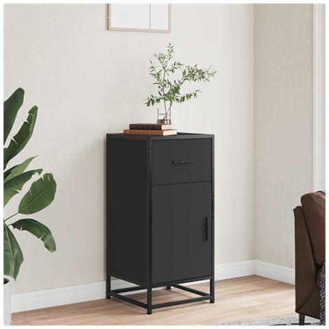 Credenza Rovere Nera 35,5x35x76 Cm In Truciolato E Metallo - Foto 3