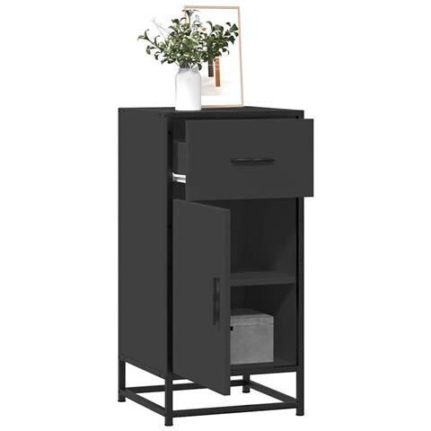 Credenza Rovere Nera 35,5x35x76 Cm In Truciolato E Metallo - Foto 1