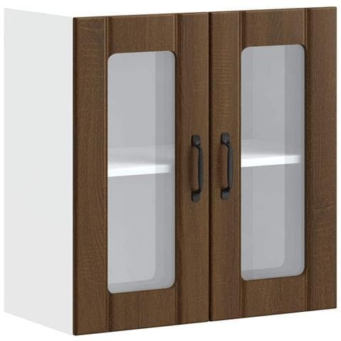 Pensile Da Cucina Con Porta In Vetro Lucca Rovere Marrone - Foto 2