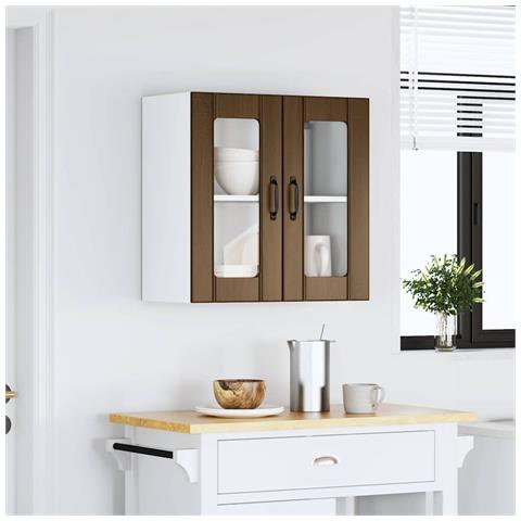 Pensile Da Cucina Con Porta In Vetro Lucca Rovere Marrone - Foto 3