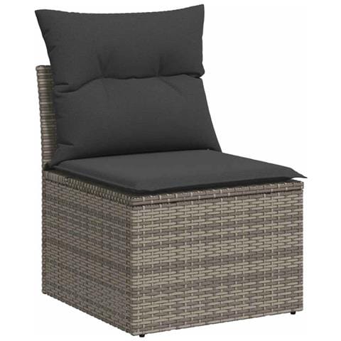 Set Divani Da Giardino 7 Pz Con Cuscini Grigio In Polyrattan - Foto 3