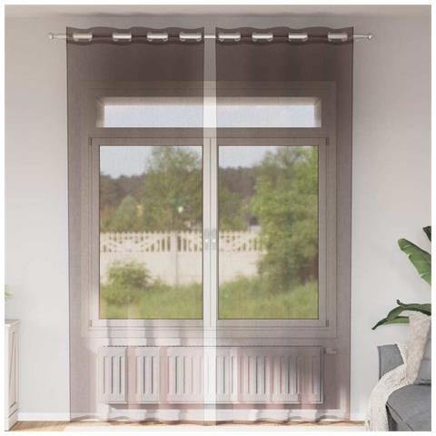 Tende In Voile Con Occhielli 2 Pz Marrone 140x300 Cm - Foto 1