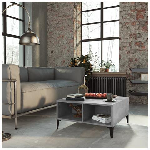 Lusso Casadino - Tavolino Da Salotto Grigio Cemento 60x60x30cm Legno Multistrato - Foto 6