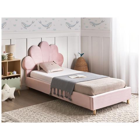 Letto Per Bambini Conchiglia Velluto Neulise 90 X 200 Cm Rosa - Foto 1